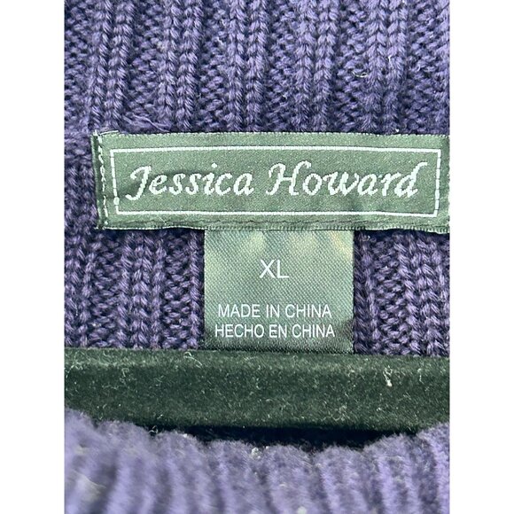 JESSICA HOWARD~  Purple Ribbed Turtleneck Sweater XL Dress With Cuffed Sleeves - Picture 9 of 12